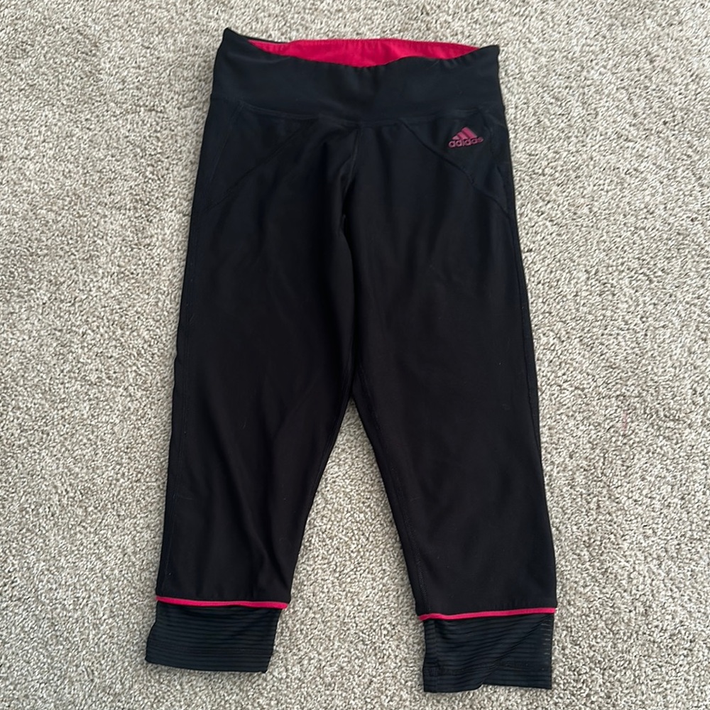 Adidas Black and Pink Capri Leggings